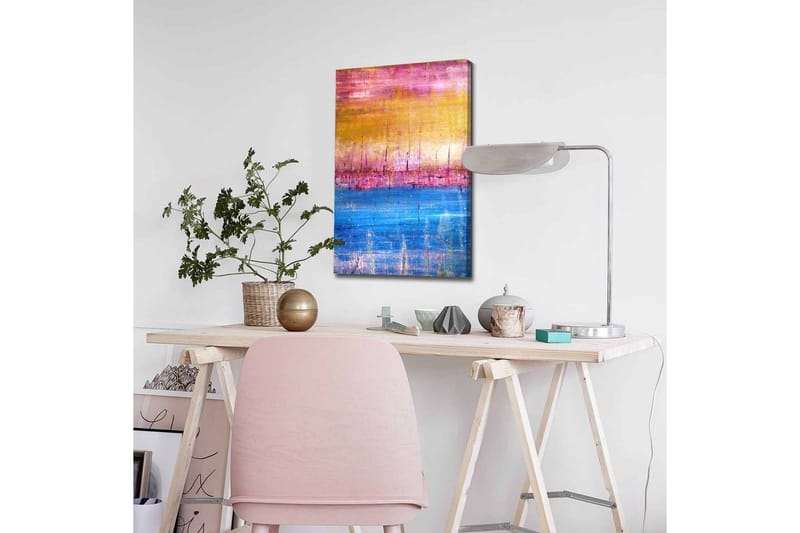 Canvastavla - Abstrakt landskap med färgövergångar i himmelska toner - Guld / Rosa / Blå - Inredning - Tavlor & konst - Canvastavlor