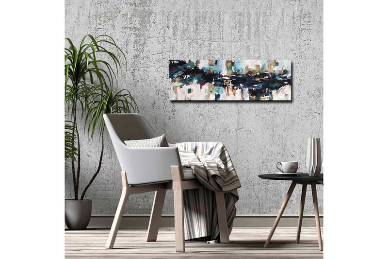 Canvastavla - Abstrakt landskap med flytande former och färger - Mörkblå / Turkos / Beige - Inredning - Tavlor & konst - Canvastavlor