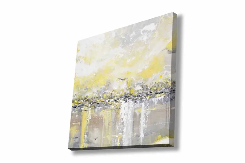 Canvastavla - Abstrakt landskap med ljusa nyanser av gult och grått, Gult / Grått