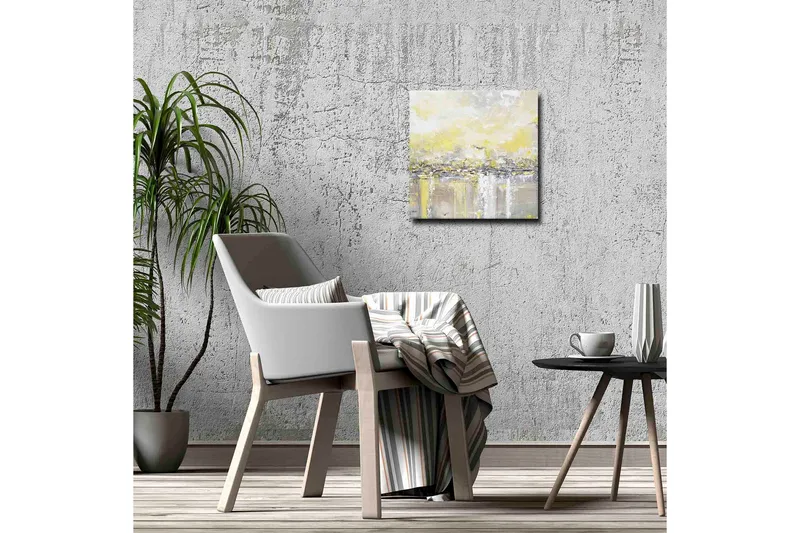 Canvastavla - Abstrakt landskap med ljusa nyanser av gult och grått - Gult / Grått - Inredning - Tavlor & konst - Canvastavlor