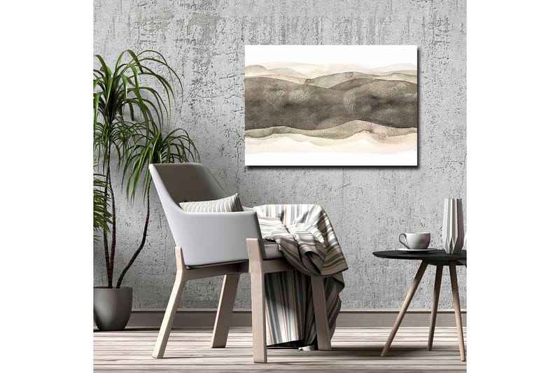 Canvastavla - Abstrakt landskap med mjuka, vågiga former - Grå / Beige / Vit - Inredning - Tavlor & konst - Canvastavlor