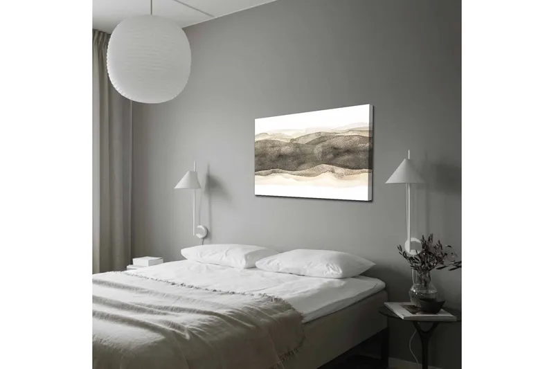 Canvastavla - Abstrakt landskap med mjuka, vågiga former - Grå / Beige / Vit - Inredning - Tavlor & konst - Canvastavlor