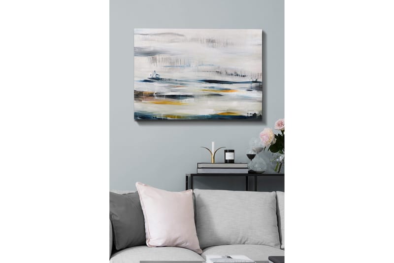 Canvastavla - Abstrakt landskap med mjuka färgövergångar, Blå / Grå / Gul