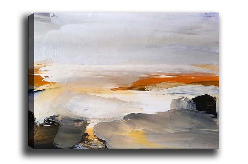Canvastavla - Abstrakt landskap med mjuka färgövergångar, Grå / Orange / Vit