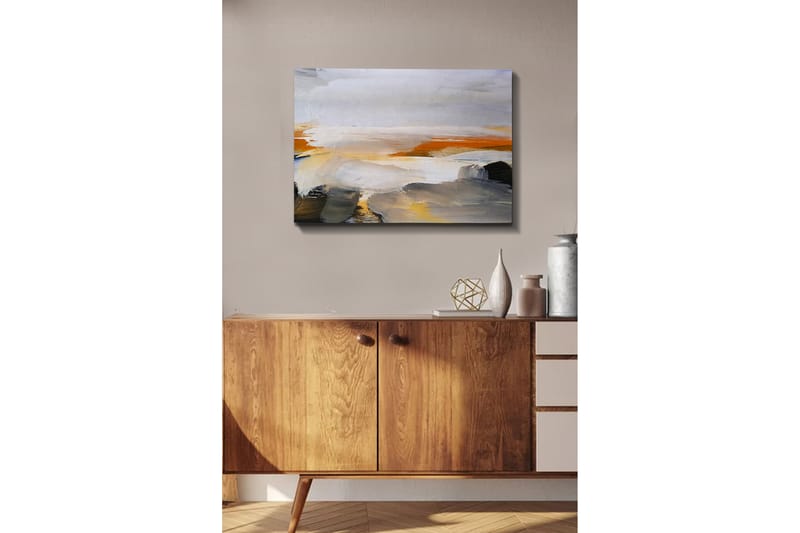 Canvastavla - Abstrakt landskap med mjuka färgövergångar - Grå / Orange / Vit - Inredning - Tavlor & konst - Canvastavlor