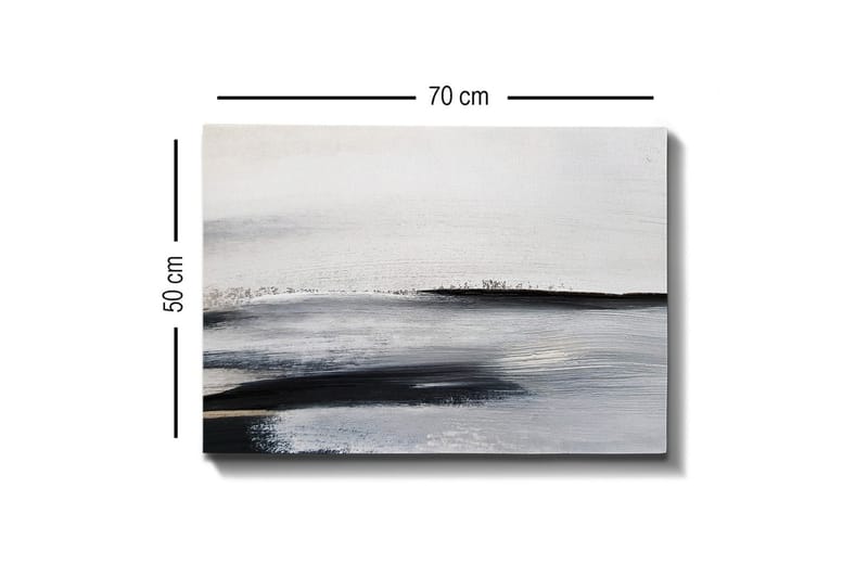 Canvastavla - Abstrakt landskap med mjuka linjer och nyanser av grått - Vit / Svart / Grå - Inredning - Tavlor & konst - Canvastavlor