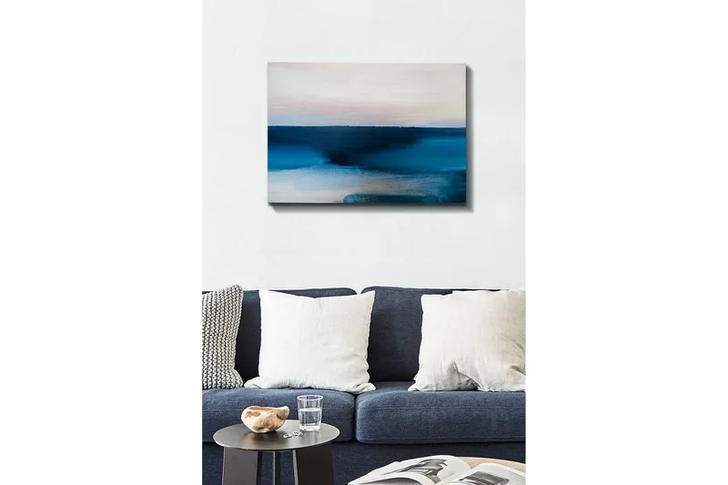 Canvastavla - Abstrakt landskap med nyanser av blått - Mörkblå / Ljusblå / Vit - Inredning - Tavlor & konst - Canvastavlor