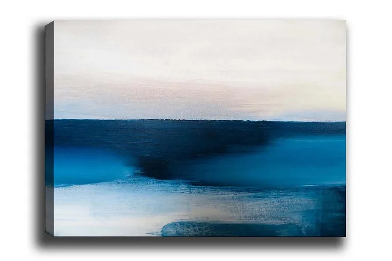 Canvastavla - Abstrakt landskap med nyanser av blått, Mörkblå / Ljusblå / Vit
