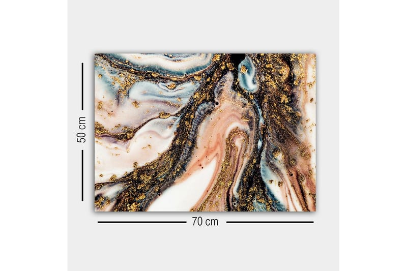 Canvastavla - Abstrakt mönster med svarta och gyllene inslag - Guld / Svart / Rosa - Inredning - Tavlor & konst - Canvastavlor