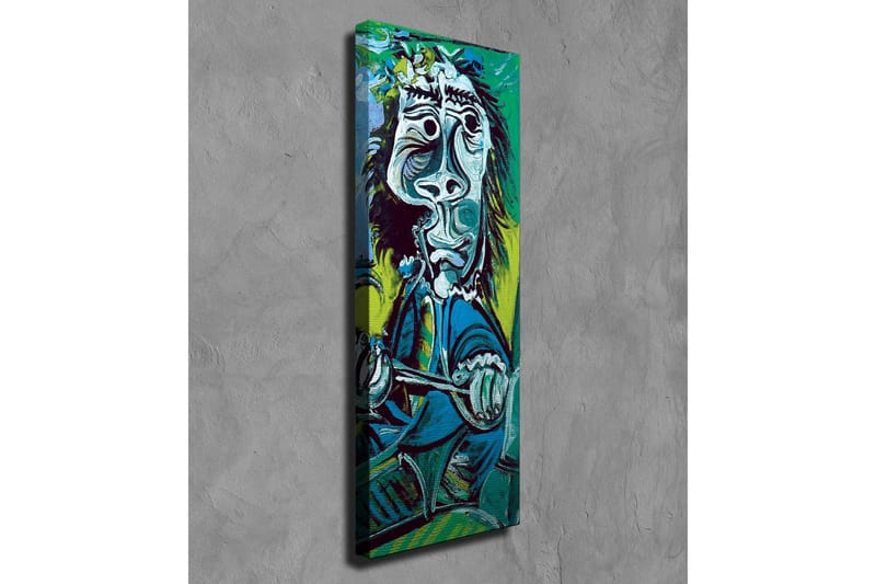 Canvastavla - Abstrakt porträtt av en man med instrument - Grön / Blå / Svart - Inredning - Tavlor & konst - Canvastavlor