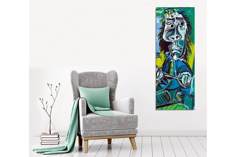 Canvastavla - Abstrakt porträtt av en man med instrument - Grön / Blå / Svart - Inredning - Tavlor & konst - Canvastavlor