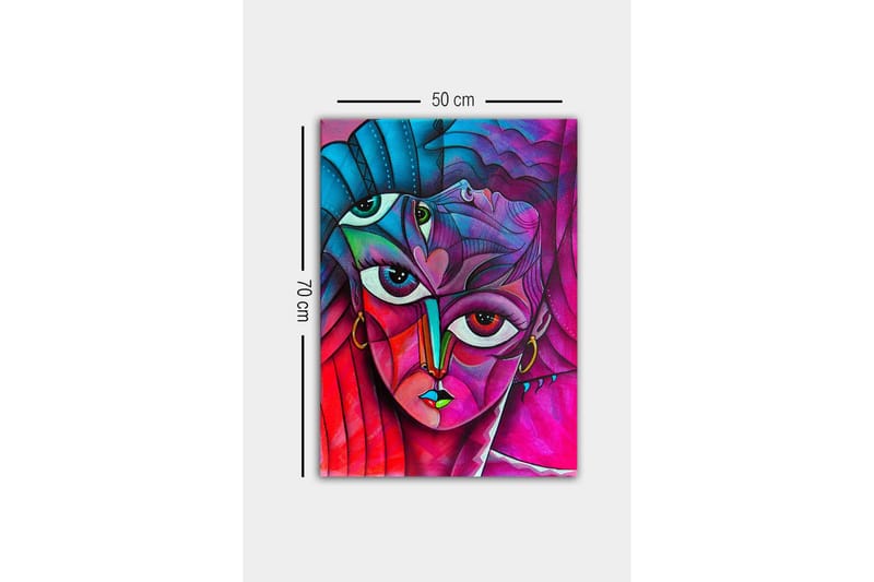 Canvastavla - Abstrakt porträtt av en kvinna med flera ansikten - Rosa / Lila / Turkos - Inredning - Tavlor & konst - Canvastavlor