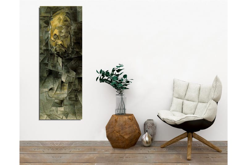 Canvastavla - Abstrakt porträtt med geometriska former - Mörkgrön / Gul / Grå - Inredning - Tavlor & konst - Canvastavlor