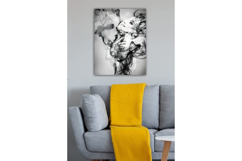 Canvastavla - Abstrakt porträtt av en kvinna omgiven av rökiga former - Svart / Vitt / Grått - Inredning - Tavlor & konst - Canvastavlor