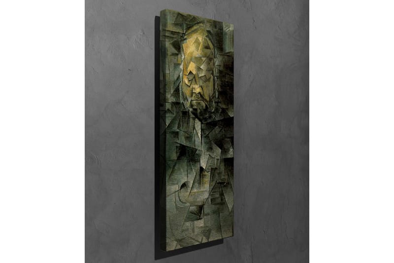 Canvastavla - Abstrakt porträtt med geometriska former - Mörkgrön / Gul / Grå - Inredning - Tavlor & konst - Canvastavlor