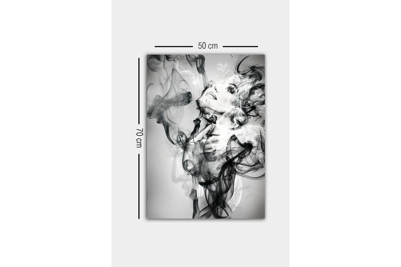 Canvastavla - Abstrakt porträtt av en kvinna omgiven av rökiga former - Svart / Vitt / Grått - Inredning - Tavlor & konst - Canvastavlor