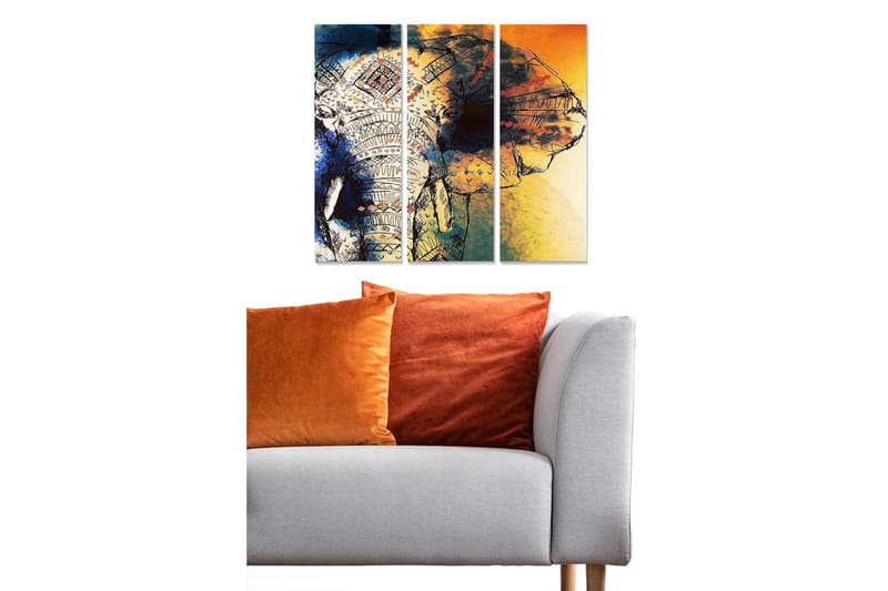 Canvastavla Animal 3-pack Flerfärgad, 20x50 cm