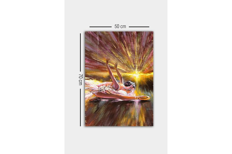 Canvastavla - Ballerina i en dynamisk pose med strålar av ljus bakom sig - Guld / Rosa / Brun - Inredning - Tavlor & konst - Canvastavlor