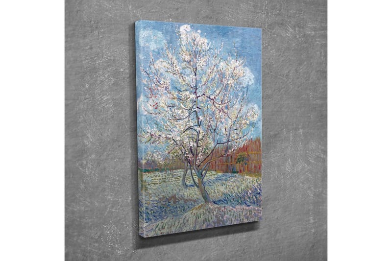 Canvastavla - Blommande körsbärsträd i vårlandskap - Vit / Ljusblå / Grön - Inredning - Tavlor & konst - Canvastavlor