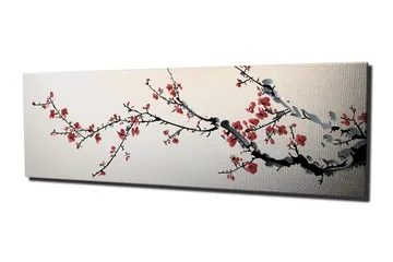 Canvastavla Cherry blossom trädgren - Rosa/Svart/Vit - Inredning - Tavlor & konst - Canvastavlor