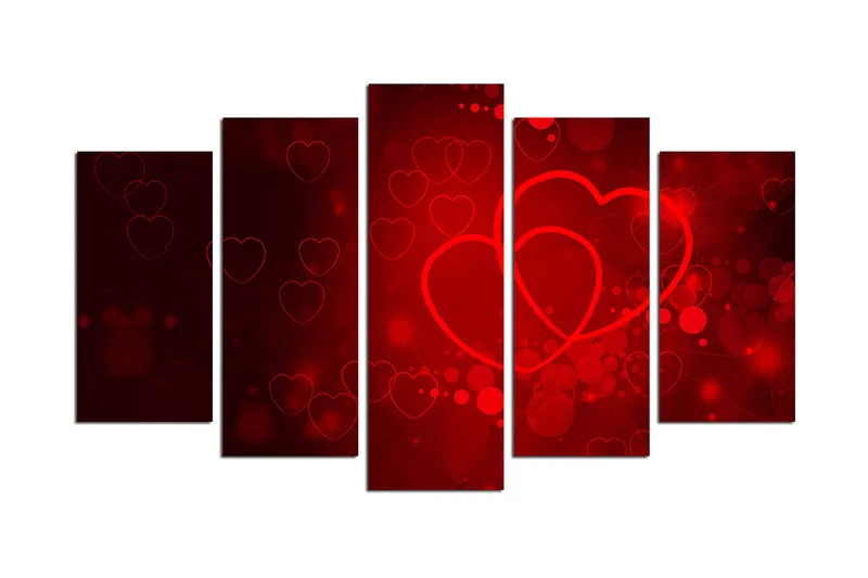 Canvastavla Christmas Love 5-pack Flerfärgad, 20x60 cm