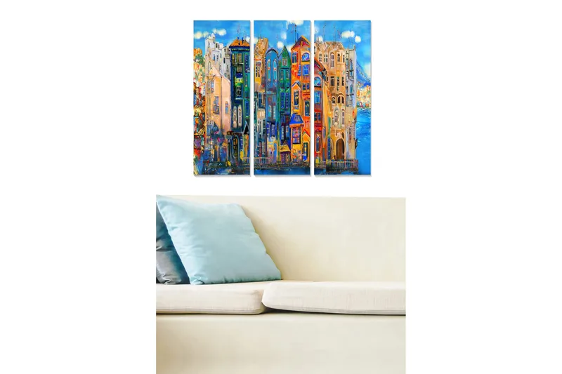 Canvastavla City 3-pack Flerfärgad - 20x50 cm - Inredning - Tavlor & konst - Canvastavlor