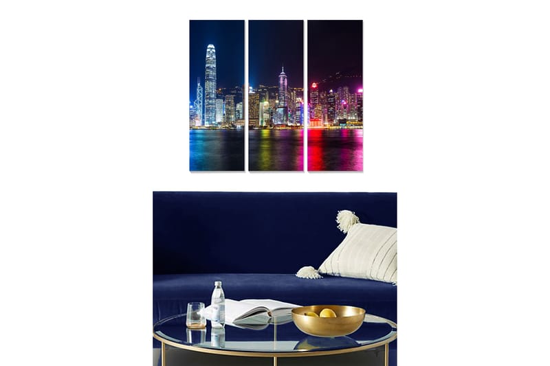 Canvastavla City 3-pack Flerfärgad - 20x50 cm - Inredning - Tavlor & konst - Canvastavlor