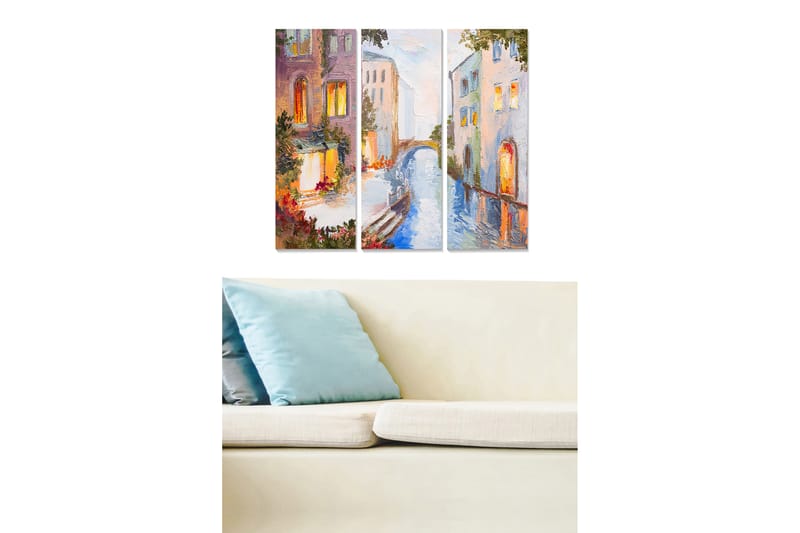 Canvastavla City 3-pack Flerfärgad - 20x50 cm - Inredning - Tavlor & konst - Canvastavlor