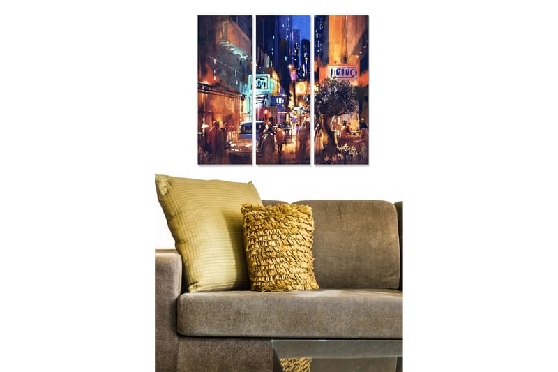 Canvastavla City 3-pack Flerfärgad - 20x50 cm - Inredning - Tavlor & konst - Canvastavlor