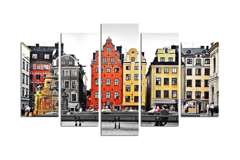 Canvastavla City 5-pack Flerfärgad - 20x60 cm - Inredning - Tavlor & konst - Canvastavlor