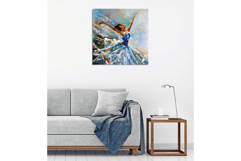 Canvastavla - Dansande ballerina i en blå klänning - Blå / Vit / Orange - Inredning - Tavlor & konst - Canvastavlor