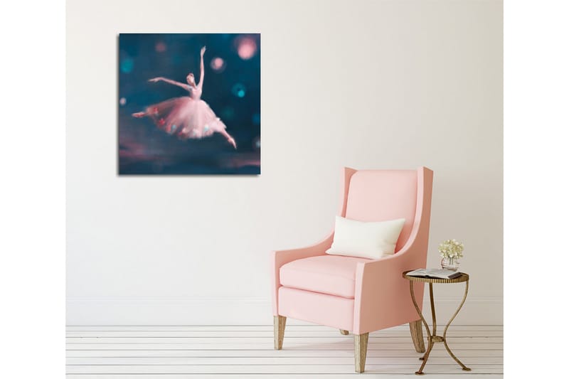 Canvastavla - Dansande ballerina i en drömlik atmosfär - Blå / Rosa / Vit - Inredning - Tavlor & konst - Canvastavlor