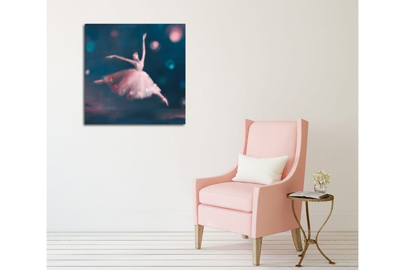 Canvastavla - Dansande ballerina i en drömlik atmosfär - Blå / Rosa / Vit - Inredning - Tavlor & konst - Canvastavlor