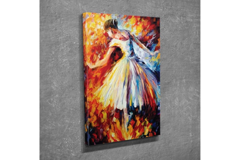 Canvastavla - Dansande ballerina i en färgsprakande omgivning - Röd / Gul / Vit - Inredning - Tavlor & konst - Canvastavlor