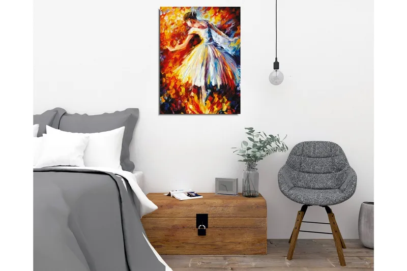 Canvastavla - Dansande ballerina i en färgsprakande omgivning - Röd / Gul / Vit - Inredning - Tavlor & konst - Canvastavlor
