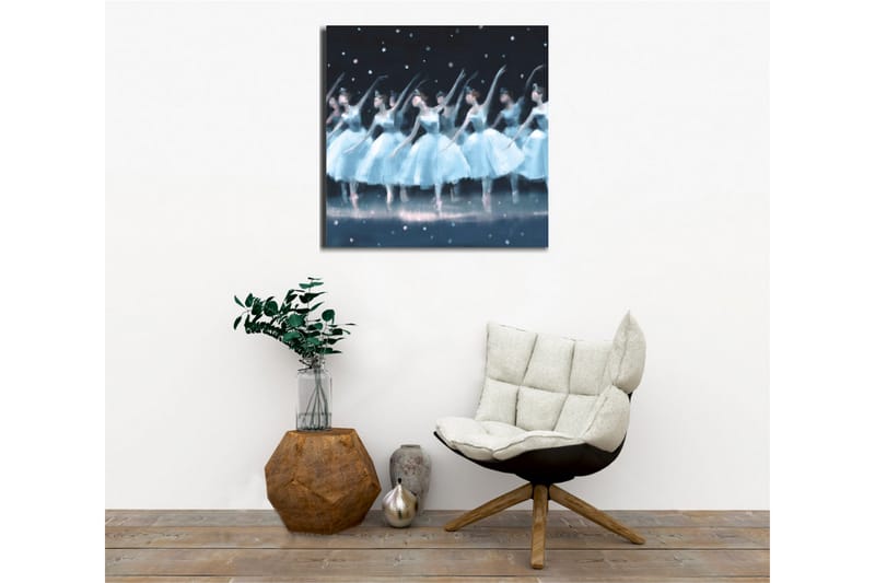 Canvastavla - Dansande ballerinaer i ljusblå klänningar - Ljusblå / Svart / Vit - Inredning - Tavlor & konst - Canvastavlor
