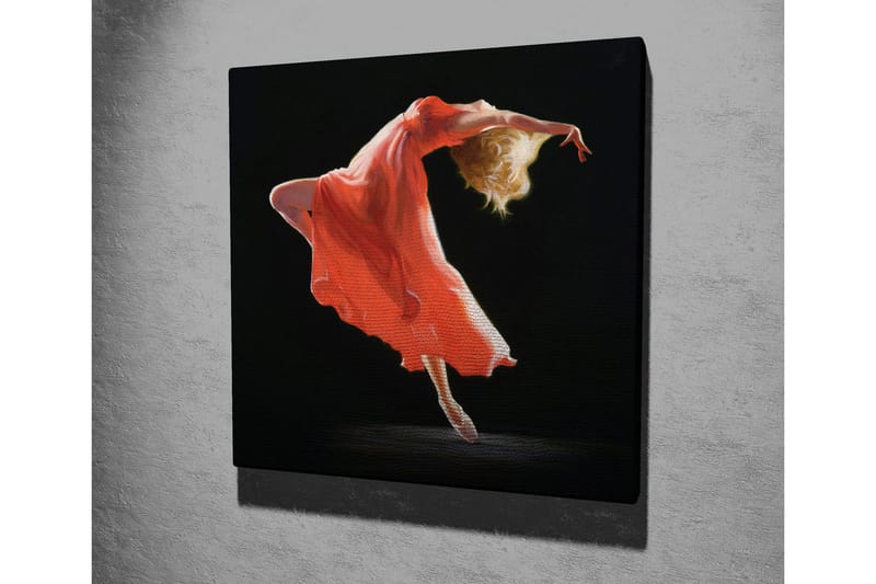 Canvastavla - Dansande figur i en röd klänning - Röd / Beige / Svart - Inredning - Tavlor & konst - Canvastavlor