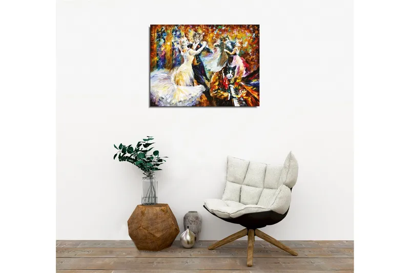 Canvastavla - Dansande katter i eleganta kläder på en festlig bal - Guld / Vit / Svart - Inredning - Tavlor & konst - Canvastavlor