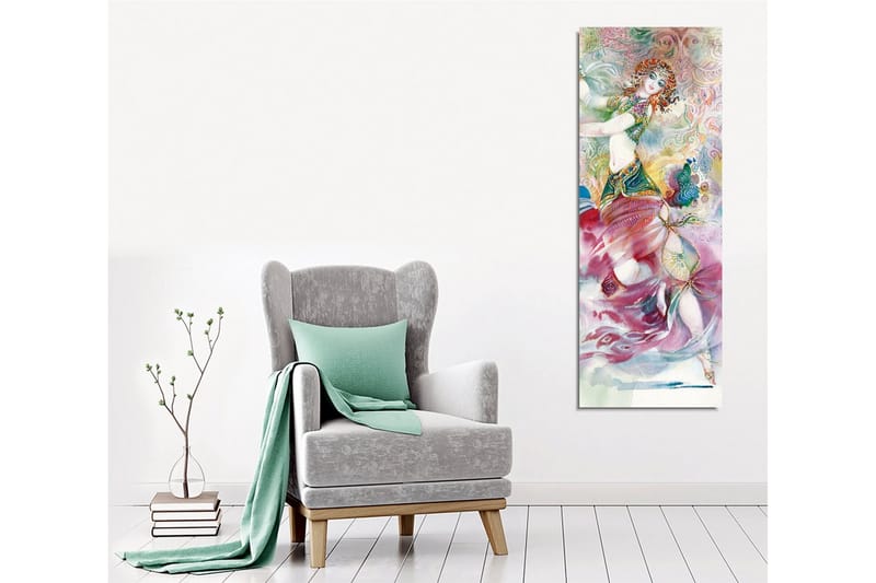 Canvastavla - Dansande kvinna i färgglad dräkt med detaljerade mönster - Rosa / Turkos / Grön - Inredning - Tavlor & konst - Canvastavlor