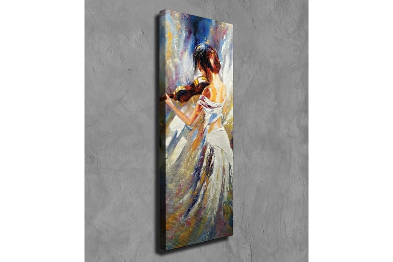 Canvastavla - Dansande kvinna med fiol - Vit / Beige / Blå - Inredning - Tavlor & konst - Canvastavlor