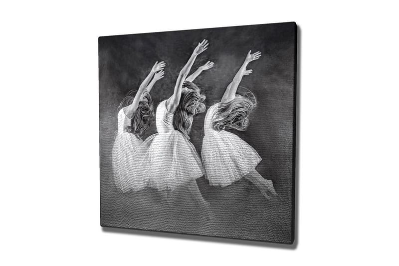 Canvastavla - Dansande kvinnor i vita klänningar, Vit / Svart / Grå