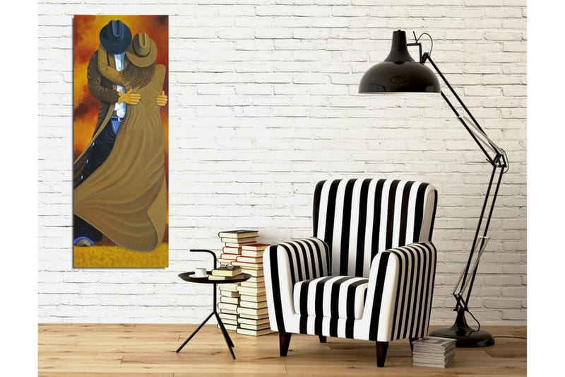 Canvastavla - Dansande par i cowboykläder - Brun / Orange / Svart - Inredning - Tavlor & konst - Canvastavlor