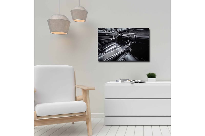 Canvastavla - Detaljerad interiör av en klassisk bil - Svart / Grå - Inredning - Tavlor & konst - Canvastavlor