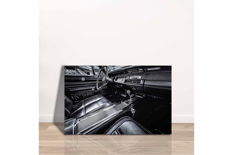 Canvastavla - Detaljerad interiör av en klassisk bil - Svart / Grå - Inredning - Tavlor & konst - Canvastavlor