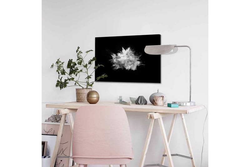 Canvastavla - Dramatiskt moln av pulver som exploderar mot en svart bakgrund - Vit / Svart - Inredning - Tavlor & konst - Canvastavlor