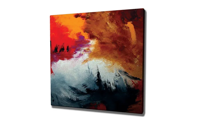 Canvastavla - Dynamisk abstrakt komposition med starka färger, Röd / Svart / Orange