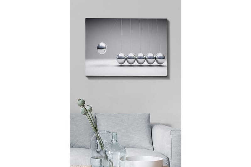 Canvastavla - Dynamisk komposition av pendlande kulor i metallisk finish - Silver / Grå - Inredning - Tavlor & konst - Canvastavlor