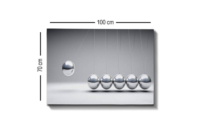 Canvastavla - Dynamisk komposition av pendlande kulor i metallisk finish - Silver / Grå - Inredning - Tavlor & konst - Canvastavlor