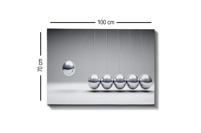 Canvastavla - Dynamisk komposition av pendlande kulor i metallisk finish - Silver / Grå - Inredning - Tavlor & konst - Canvastavlor