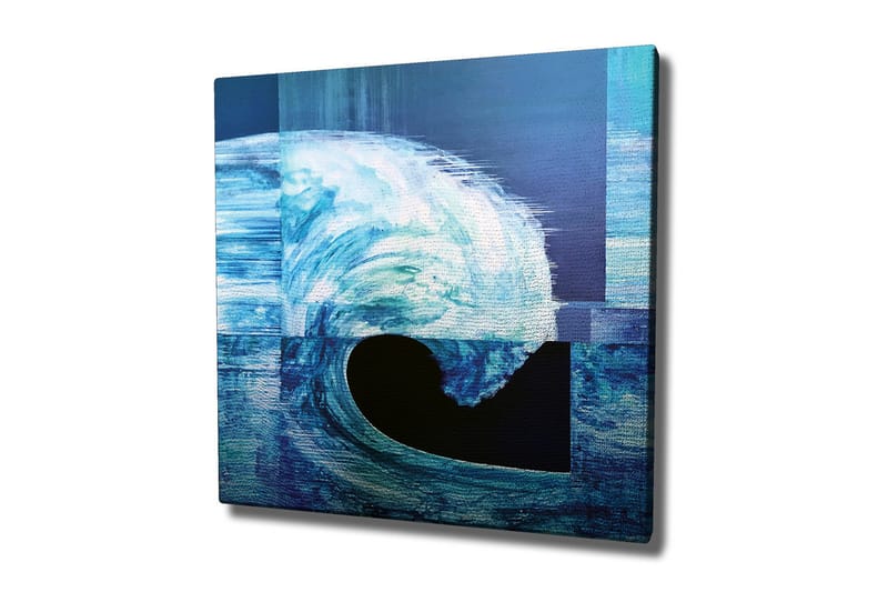 Canvastavla - Dynamisk våg i olika nyanser av blått, Mörkblå / Ljusblå / Turkos